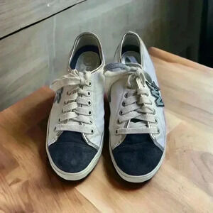 Michael Kors size 6M blue, white, and silver logo shoes.  See photos B4 Purchase